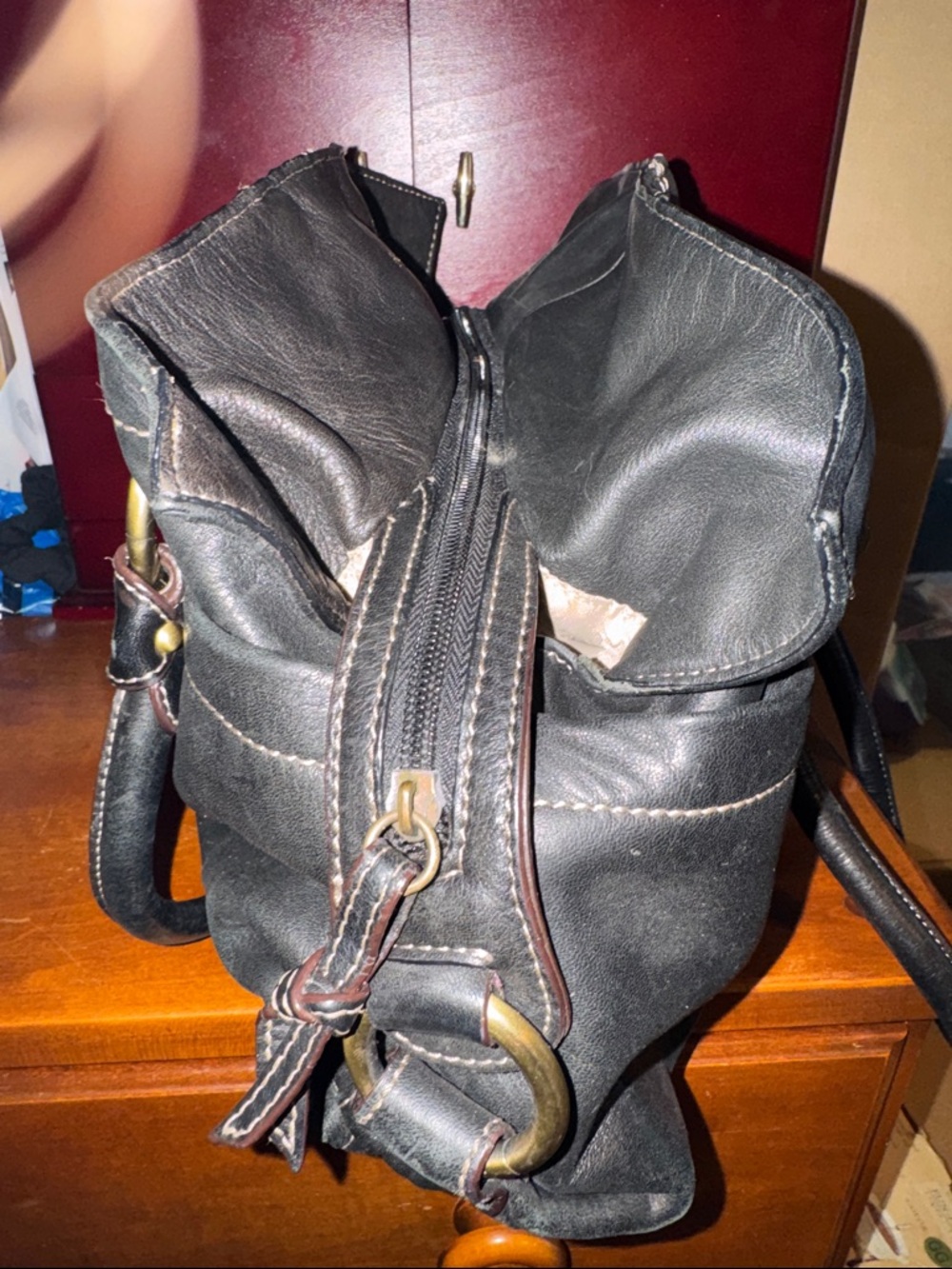 Black Tignanello Leather Purse - Picture 3 of 5